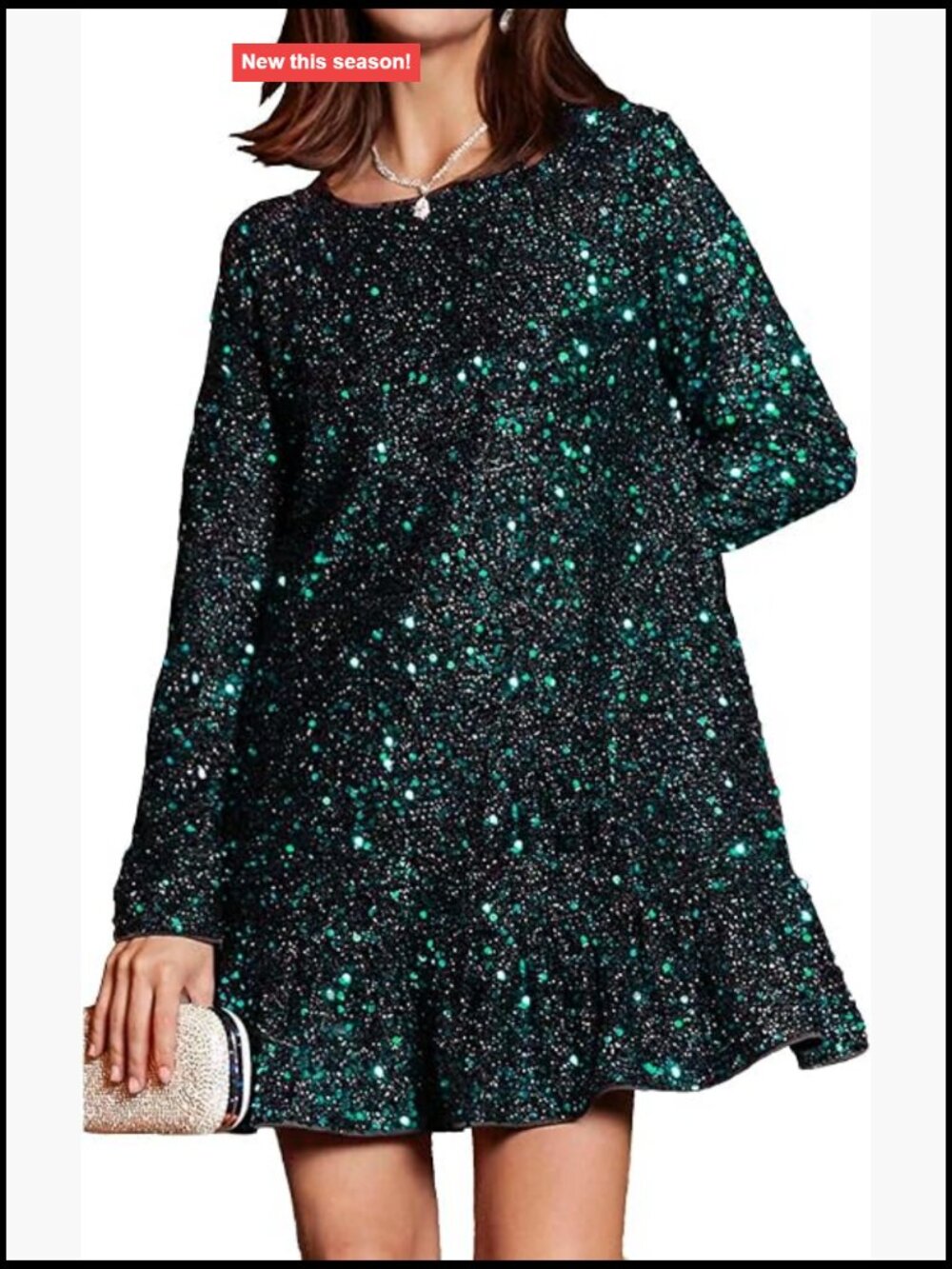 Sequin Bodycon Mini Dress Long Sleeve Sparkly Party Night Out